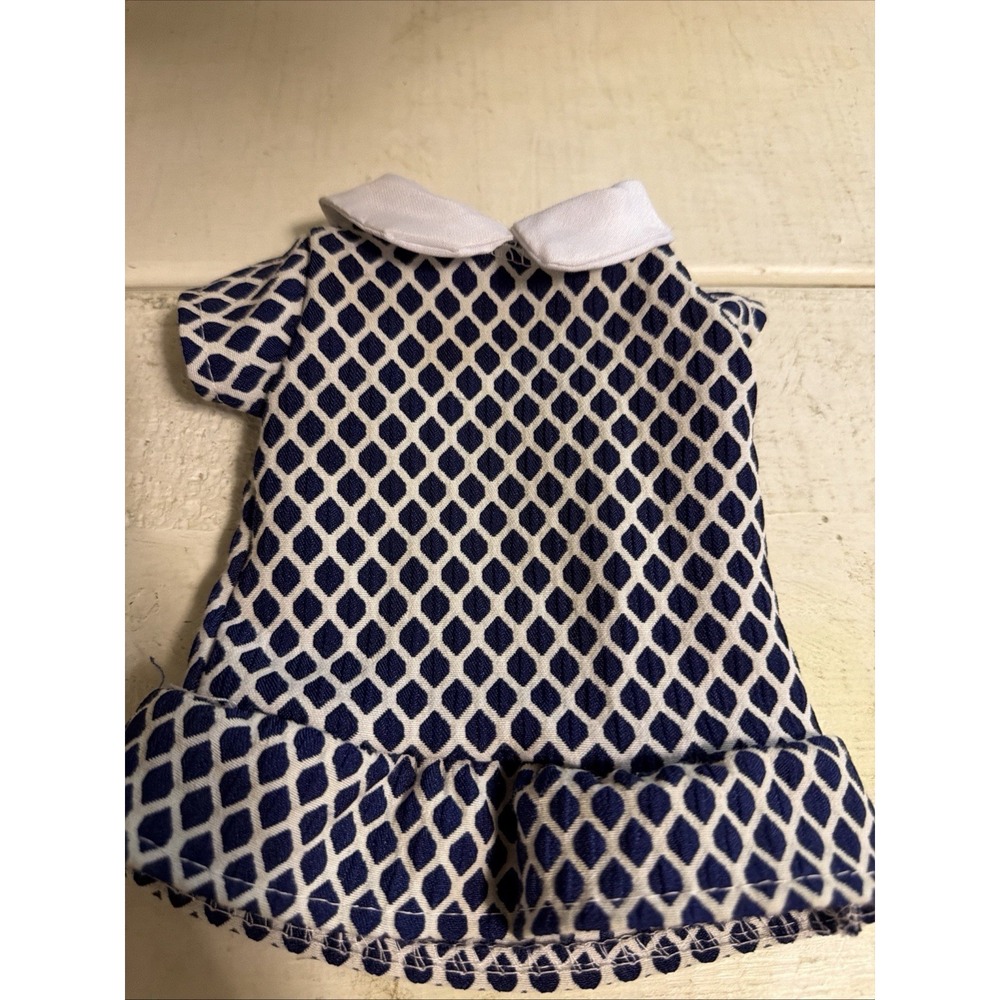 Toys R Us Journey Baby Doll Dress Blue & White Hook & Loop on Back